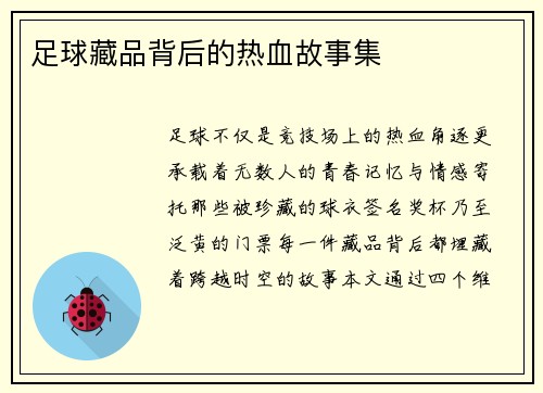 足球藏品背后的热血故事集